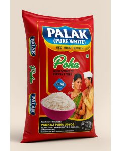 "PALAK" PREMIUM WHITE PATLA POHA 30KG PACKING