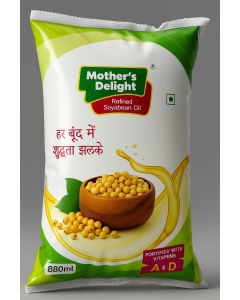 "MOTHER DELIGHT"  880ML SOYABEAN OIL (12 POUCH)