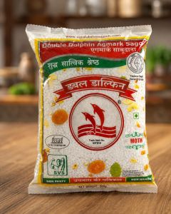 "DOUBLE DOLPHIN" BARIK SABUDANA 500GM PKT (30KG BAG)